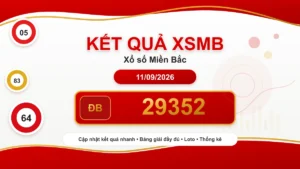 Kết quả xổ số miền Bắc 11/09/2026 - ĐB 29352